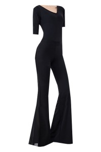 Tailor-made body training clothes, female etiquette training, catwalk, slim fit, elegant V-neck flared pants, dance practice clothes suit SKDO003